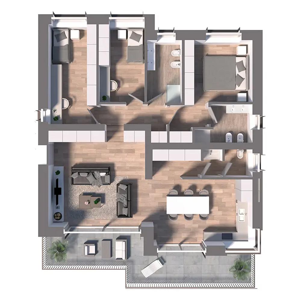 Quadrilocale con terrazzi B2 preview
